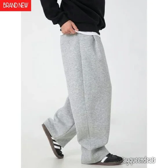 Men's Baggy Sweatpants Wide Leg Loose Jogger Elastic Waist Drawstring
